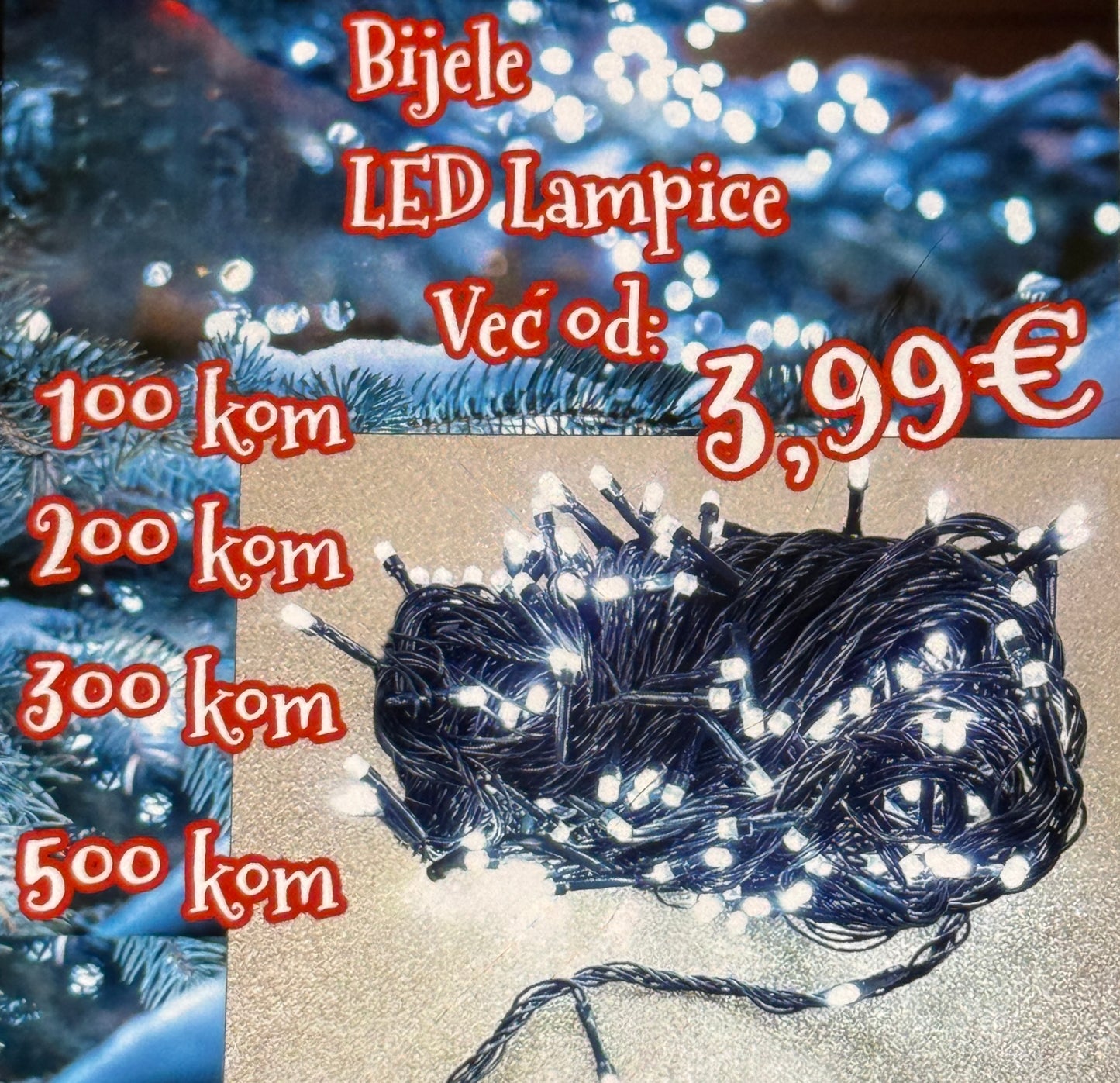 LED Božićne lampice BIJELE