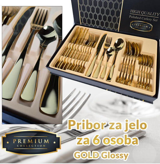 Premium pribor za jelo za 6 osoba - GOLD Glossy