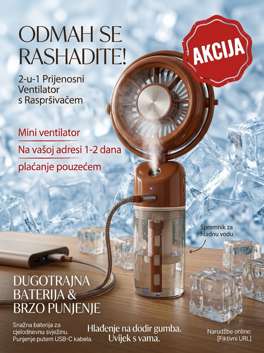 2-u-1 Prijenosni Ventilator s Raspršivačem
